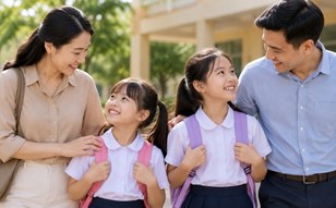 Gia đình có hai con gái có thể được hỗ trợ BHYT, sữa học đường
